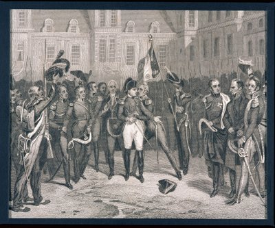 Adieu at Fontainebleau: Napoleon (1769-1821) says Farewell to Old Guard at Fontainebleau in 1814 by English School